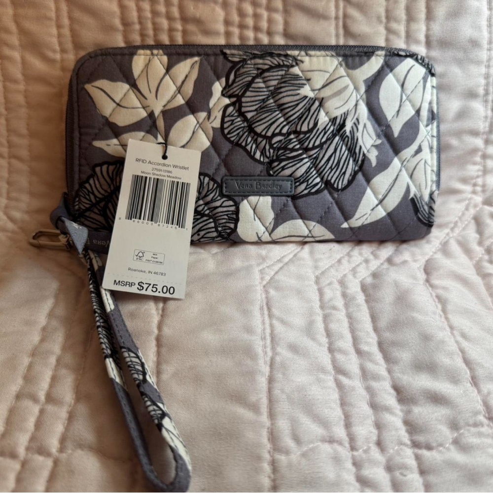 Vera Bradley Black and White Floral Wristlet